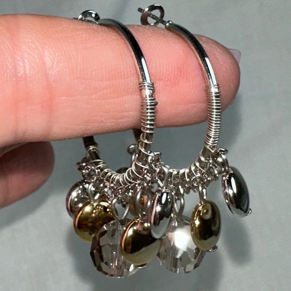 Small Silver and Gold Hoop Earrings New - Picture 1 of 2
